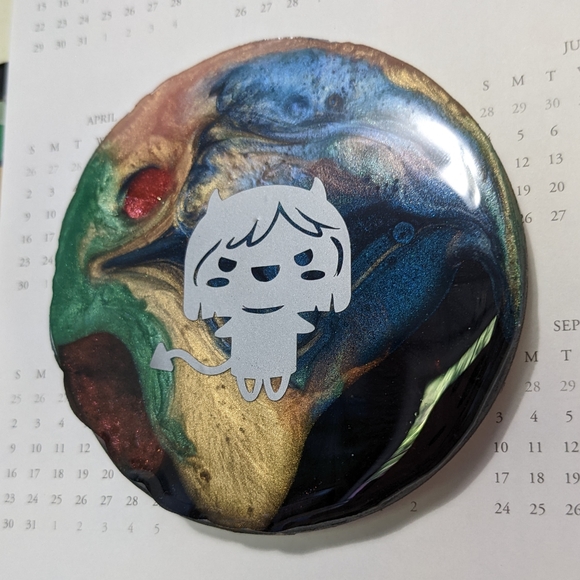 Devil Girl Magnet Handmade Resin Wood Art Artisan Cute Unique Gift Spooky - Picture 6 of 8